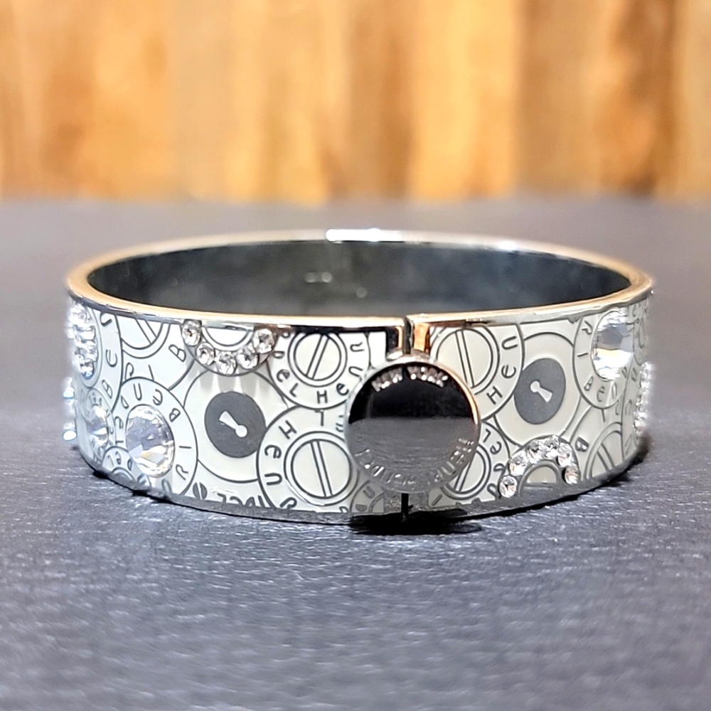 henri bendel cream & gunmetal bangel bracelet